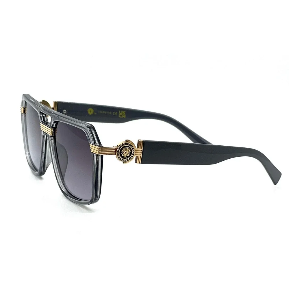 Gray Frame Aviator Sunglasses  Driving Outside‎ Wear Flat Lens Comfortable Large